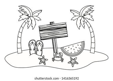 Summer and vacation icon set design