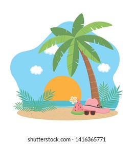 Summer and vacation icon set design