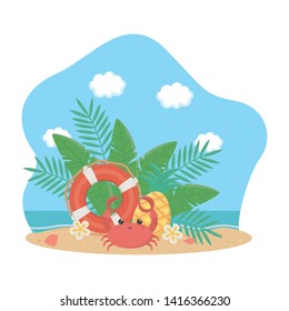 Summer and vacation icon set design