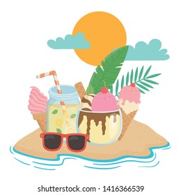 Summer and vacation icon set design