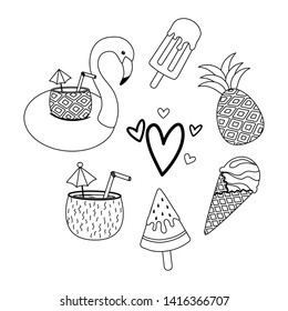 Summer and vacation icon set design