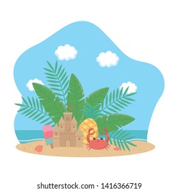 Summer and vacation icon set design