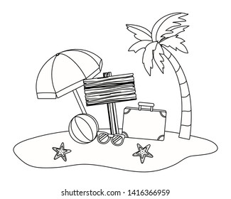 Summer and vacation icon set design