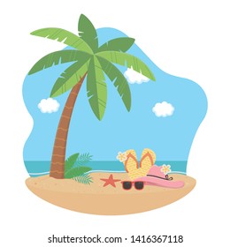 Summer and vacation icon set design