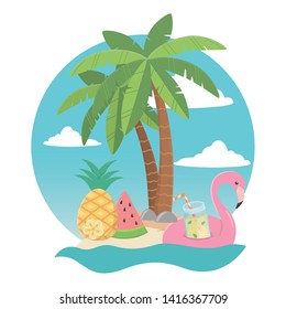 Summer and vacation icon set design