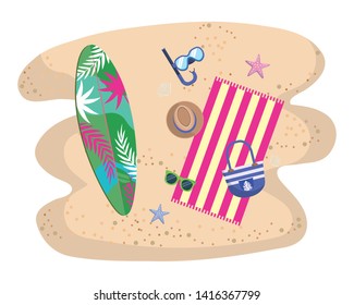 Summer and vacation icon set design