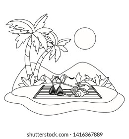 Summer and vacation icon set design