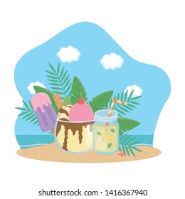 Summer and vacation icon set design