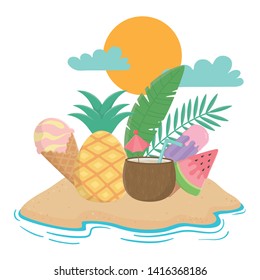 Summer and vacation icon set design