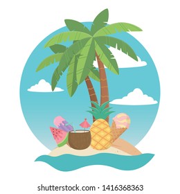 Summer and vacation icon set design