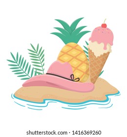 Summer and vacation icon set design