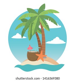 Summer and vacation icon set design Summer and vacation icon set design