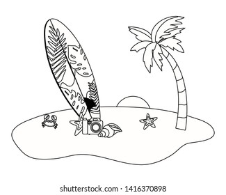 Summer and vacation icon set design
