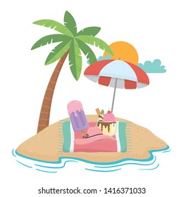 Summer and vacation icon set design
