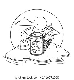 Summer and vacation icon set design
