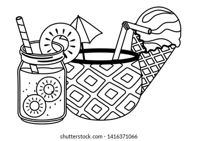 Summer and vacation icon set design