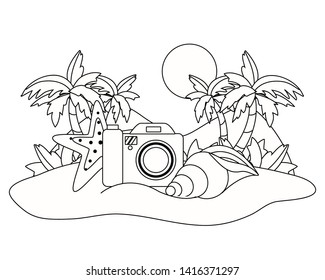 Summer and vacation icon set design