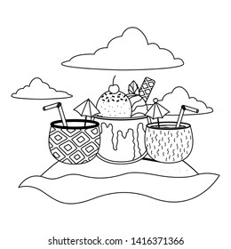 Summer and vacation icon set design