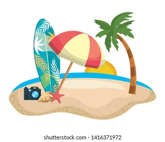 Summer and vacation icon set design