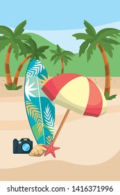 Summer and vacation icon set design