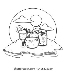 Summer and vacation icon set design