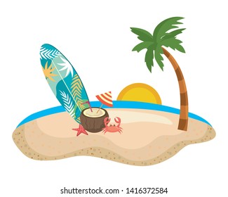Summer and vacation icon set design