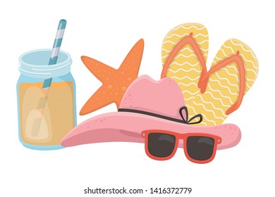 Summer and vacation icon set design