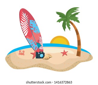 Summer and vacation icon set design