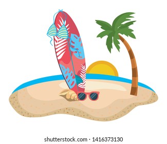 Summer and vacation icon set design