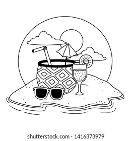 Summer and vacation icon set design