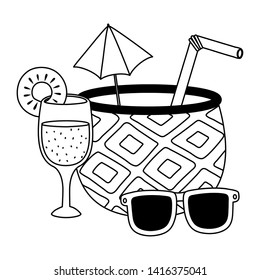 Summer and vacation icon set design
