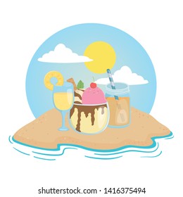 Summer and vacation icon set design