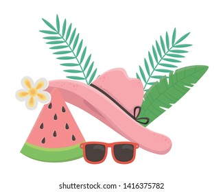 Summer and vacation icon set design