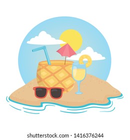 Summer and vacation icon set design