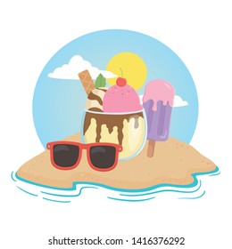 Summer and vacation icon set design
