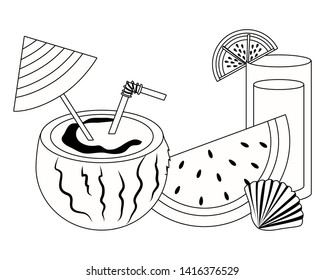 Summer and vacation icon set design