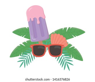 Summer and vacation icon set design