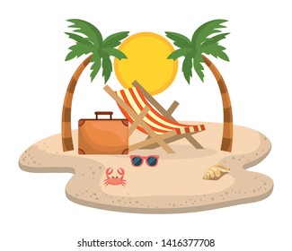 Summer and vacation icon set design