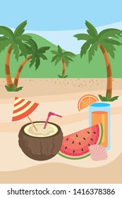 Summer and vacation icon set design