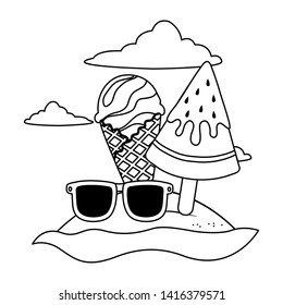 Summer and vacation icon set design