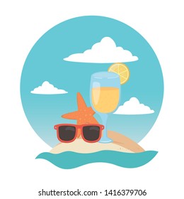 Summer and vacation icon set design