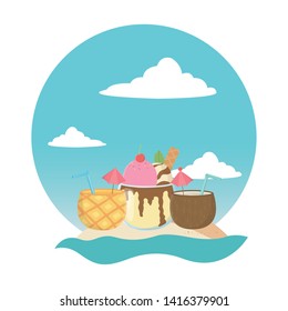 Summer and vacation icon set design