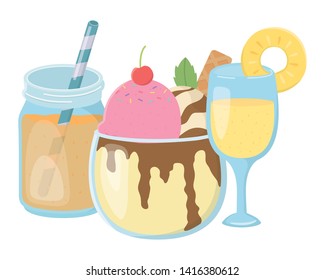 Summer and vacation icon set design