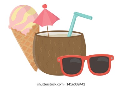 Summer and vacation icon set design