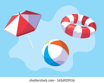 Summer and vacation icon set design