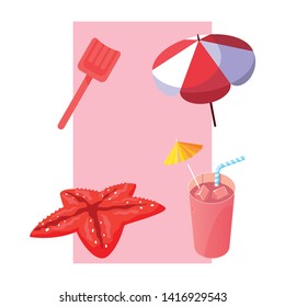 Summer and vacation icon set design