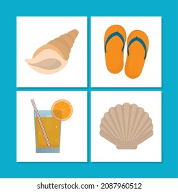 diseño de conjunto de iconos de vacaciones de verano