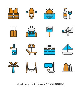 Summer and vacation icon set.Vector illustration