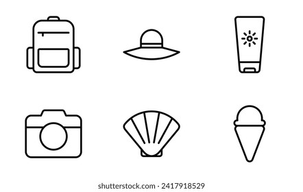 Summer vacation icon symbol vector template collection