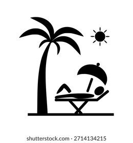 Icono de vacaciones de verano Vector.  Icono de vacaciones en la playa. Ideal para promociones de verano, App de viajes, Sitios web turísticos, carteles, redes sociales y proyectos de diseño de temporada
